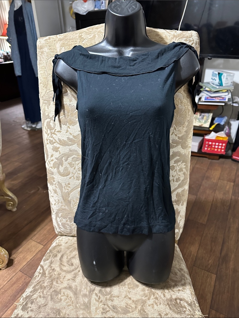 Banana Republic Black Tie-Shoulder Tank Top